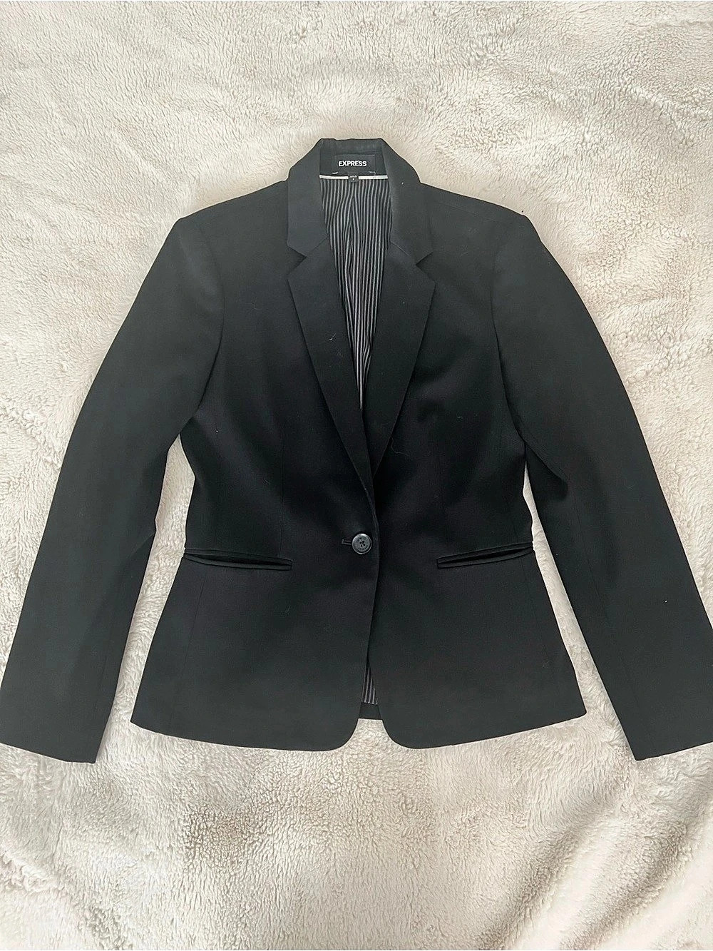 Express Tailored One Button Blazer Black Striped Size 8